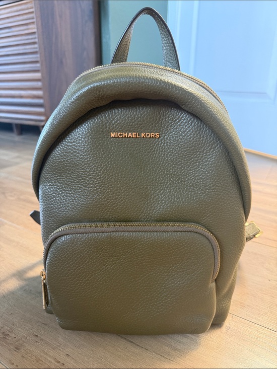 Michael Kors Handbags - Michael Kors Olive Pebbled Leather Mini Backpack with Gold Hardware